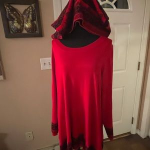 2Pc Red and Black Sweater and Collar